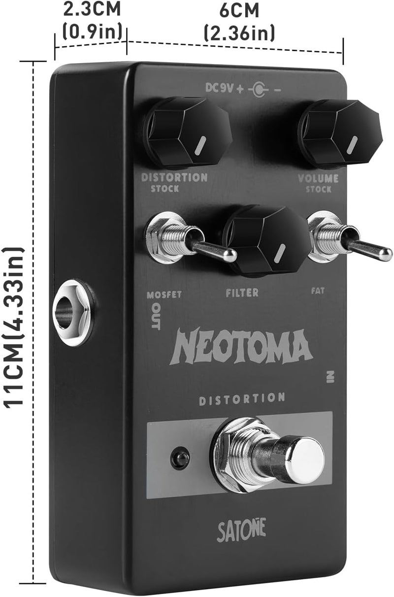 SATONE S809 Neotoma Distortion Electric Guitar Effect Pedal - Classic Distortion Effect Preset Acoustic Metal Pedal with True Bypass - Image 4